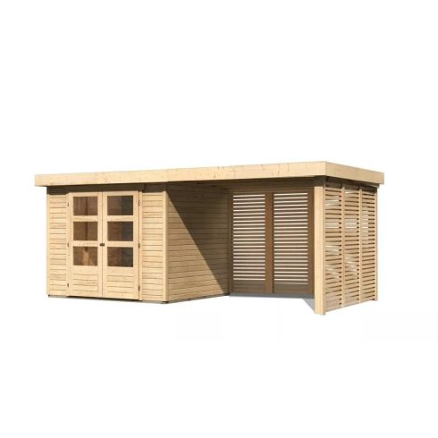 fából készült kerti ház KARIBU ASKOLA 3 + egy menedéket 280 cm (9175) natur LG3182