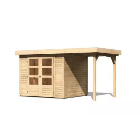 fából készült kerti ház KARIBU ASKOLA 3 + egy menedéket 150 cm (23491) natur LG3227