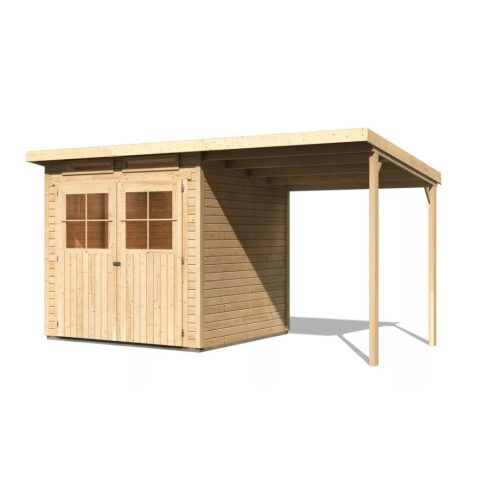 fából készült kerti ház KARIBU GLUCKSBURG 4 + egy menedéket 190 cm (83232) natur LG3498